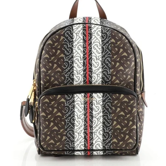Burberry brown Tb monogram E-canvas backpack BURBERRY Bridle Stripe Monogram Print E-canvas Backpack Brown main image 4